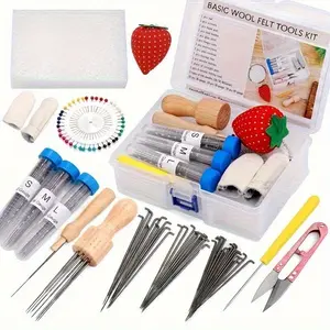 1set Felting Needles, Complete Needle Felting Kit, Needle Felting Supplies with 8-Needle Felting Tool, 36/38/40 Gauge Felting Needles, Sewing Pins, Foam Mat, Scissors for Beginner Professional Craft