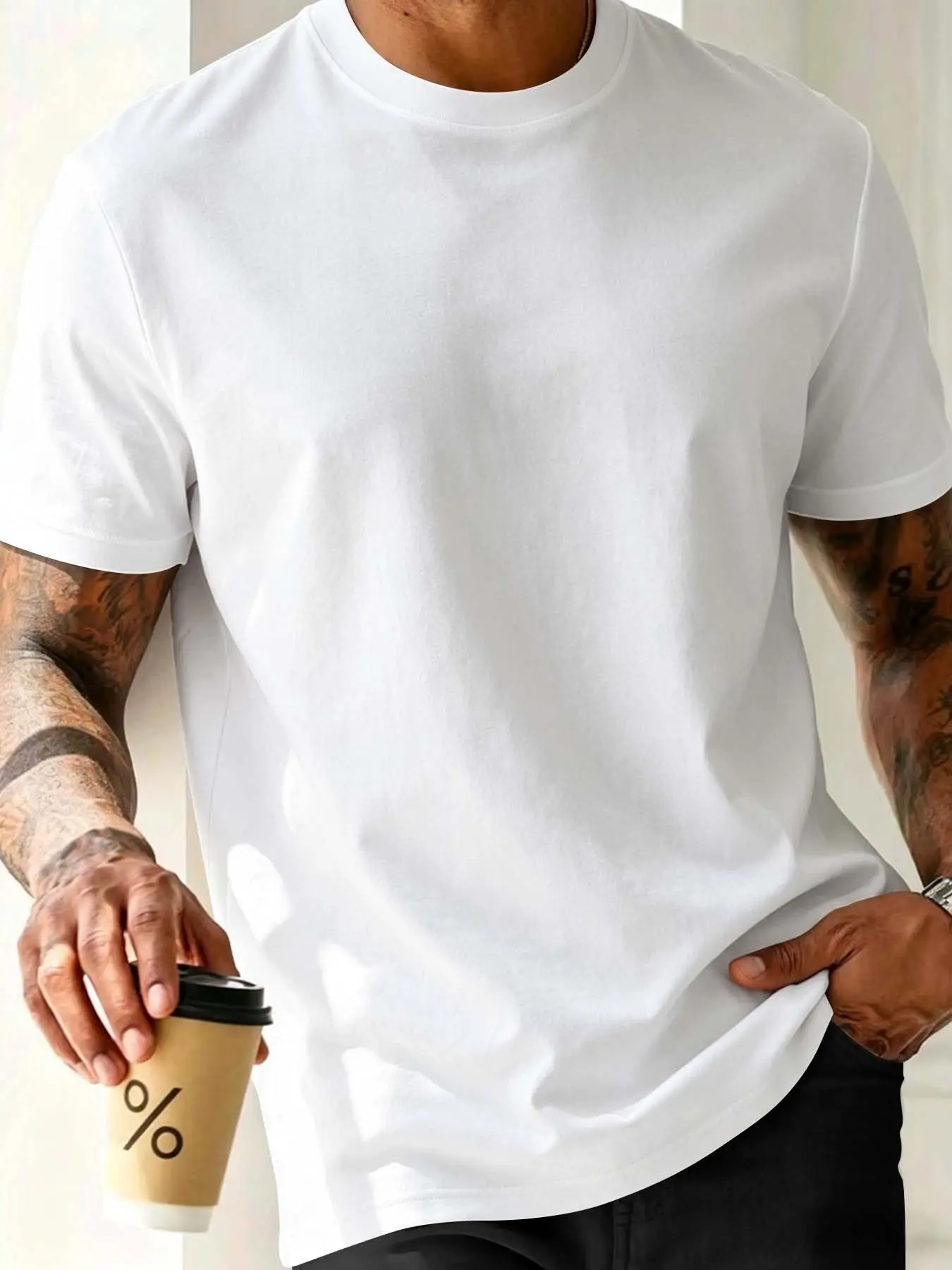 Men's Casual Round-Neck Short-Sleeve Plain T-Shirt, New Summer Fashion, Comfortable and Stylish Daily Wear