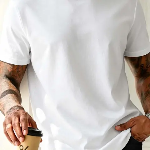Men's Casual Round-Neck Crewneck Short-Sleeve Plain T-Shirt, New Summer Fashion, Menswear, Comfortable and Stylish Daily Wear