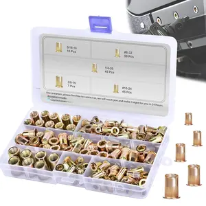 Rivet Nuts-157pcs Nutsert Kit Rivnuts Nut Sert Kits,Nutsert Assortment Carbon Steel Threaded Insert |#8-32|#10-24|1/4"-20|5/16"-18|3/8"-16|UNC