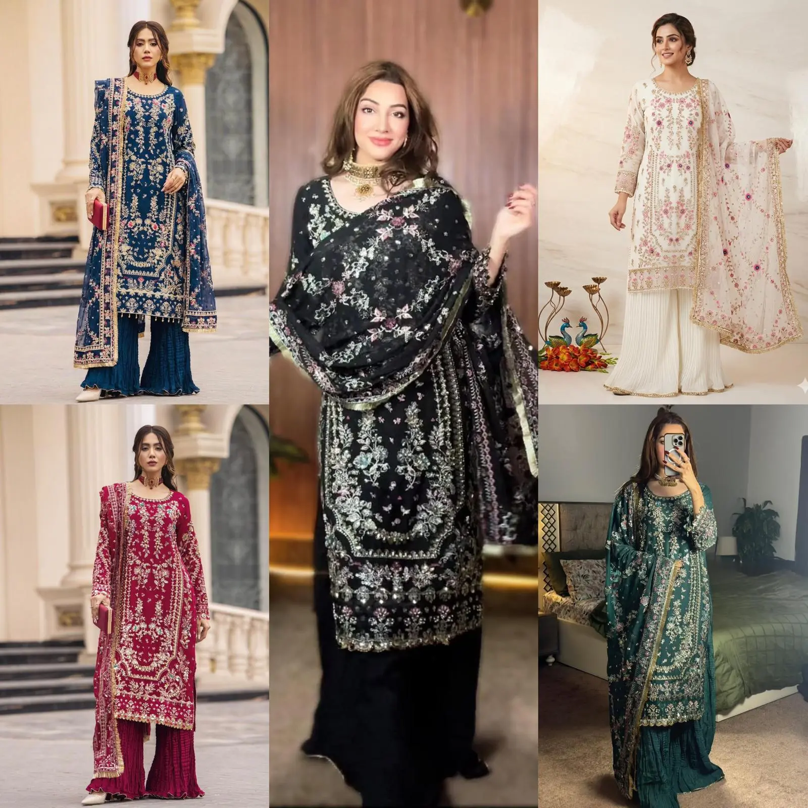 New Designer 3 PC Collection In Georgette With Heavy Embroidery Sequence Work Top-Bottom And Dupatta