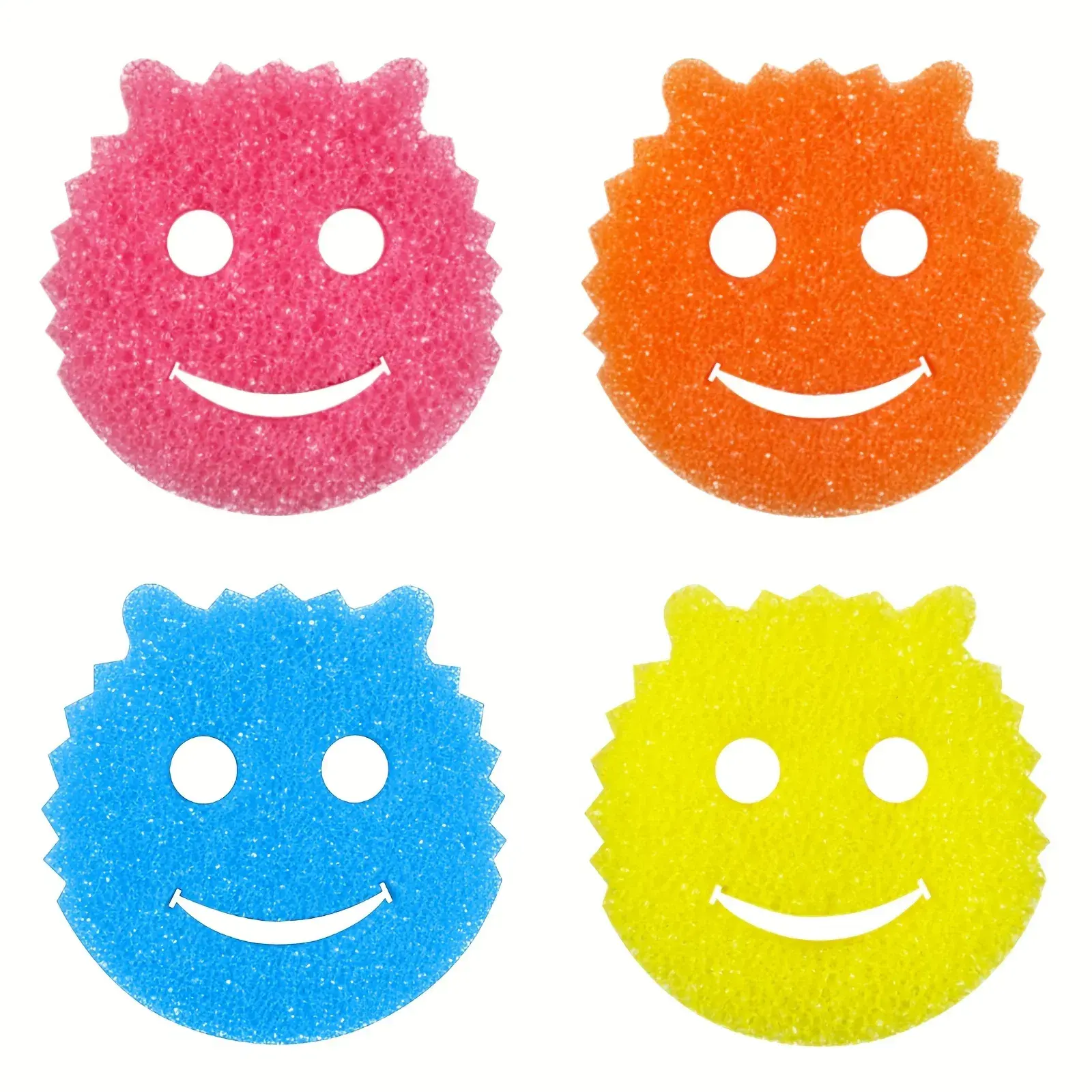 Kitchen Non-Scratch Polymer Foam Dishwashing Sponge Set - 4-Piece, Soap-Compatible, Multi-Purpose, Stain & Odor Resistant, Assorted Color Packaging Scouring Pads
