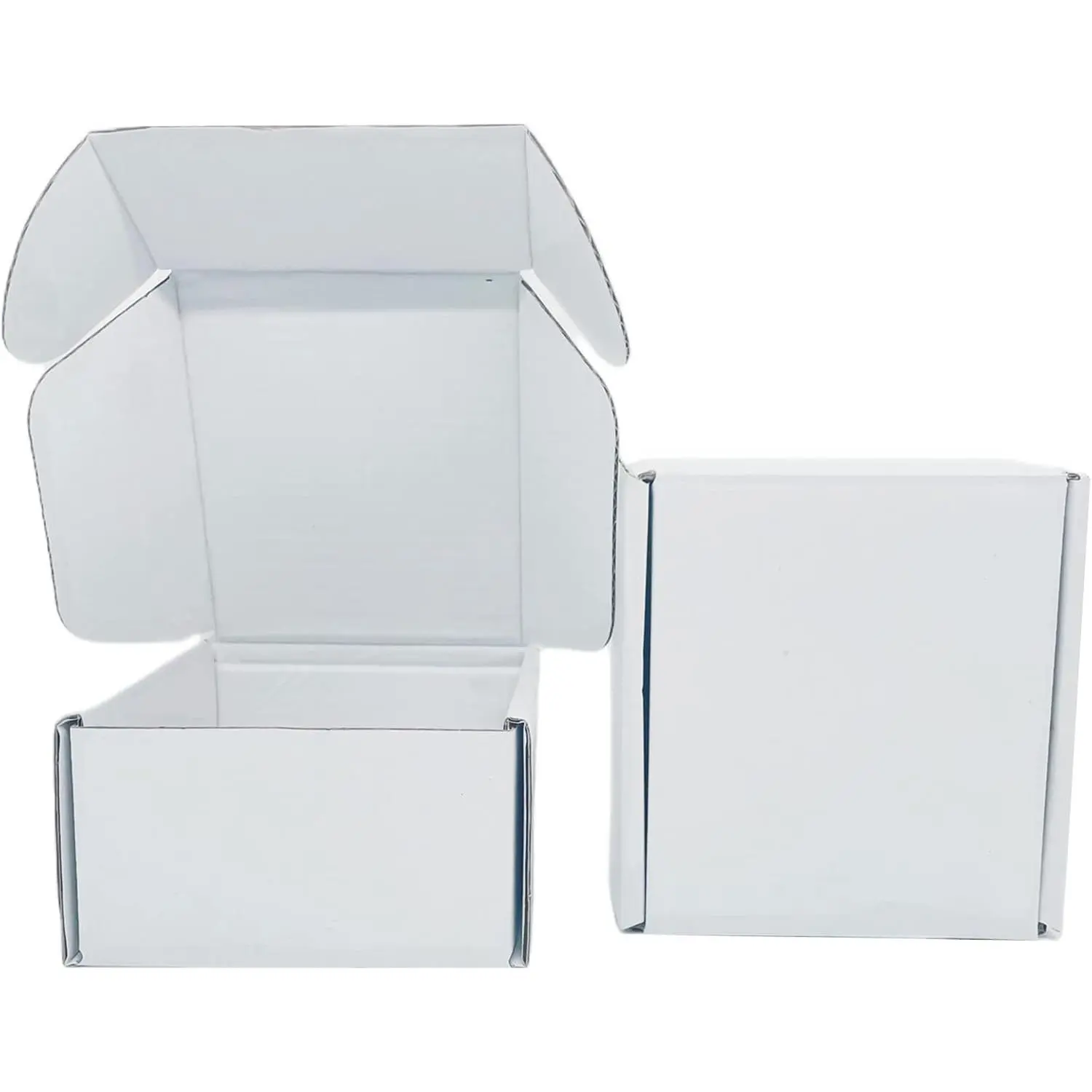 Small White Recyclable Corrugated Cardboard Storage Boxes - 4x4x2 in, 50 Pack, High-End, Lightweight, Sturdy, Smooth Edges, Stackable, Easy to Fold & Assemble, DIY Label Compatible, for Mailing, Home Organization, Soap Packaging
