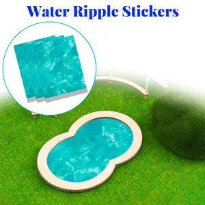 5 Pieces of Instant Peel and Paste Water Pattern Stickers, Model Landscape Wave Effect Stickers, Used for DIY Sand Tables and Miniature House Water Scenery Decoration of Miniature Models