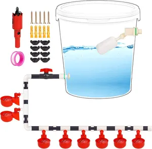 8 Chicken Water Cups Feeder Automatic Chicken Waterer System with Tee Fittings,PVC Pipe, for Quail Duck Poultry Watering Chicken