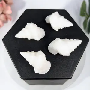 Snow Quartz 1.5 Inch Conch Shell Carving Gemstone