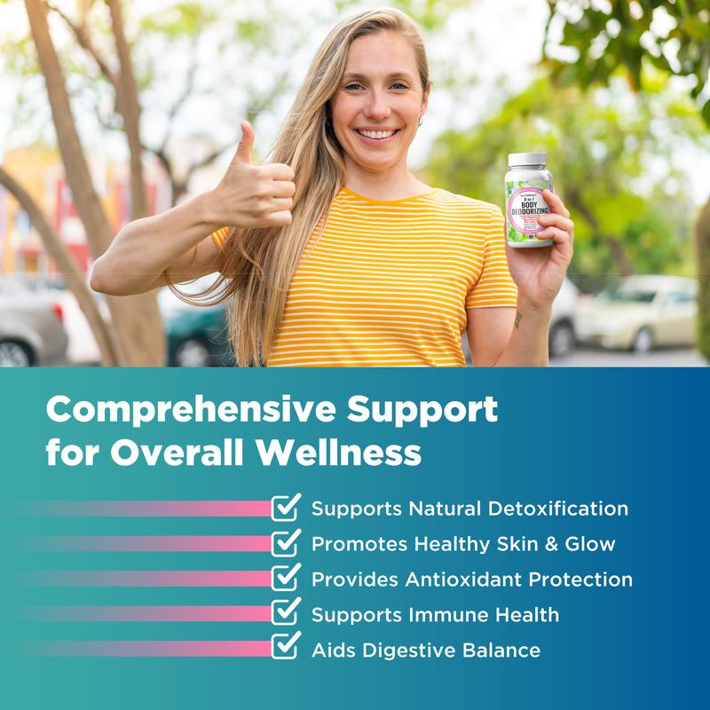 NutraPep Body Deodorizing Supplement - Odor Eliminator & Internal Deodorant Pills for Fresh Breath Skin Health & Detox - Full Body Deodorizer Capsules with Chlorophyll Complex Vitamins for Women Men