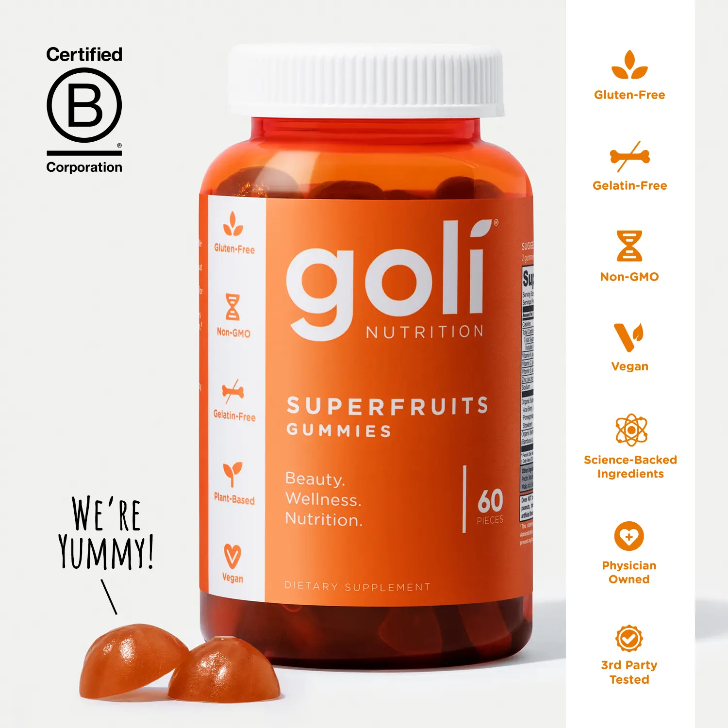 Goli SuperFruits Beauty Gummy Vitamin - Collagen, Mixed Fruit, Vegan, Plant-Based, Non-GMO, Gluten-Free & Gelatin Free Goli SuperFruits Beauty Gummy Vitamin - Collagen, Mixed Fruit, Vegan, Plant-Based, Non-GMO, Gluten-Free & Gelatin Free