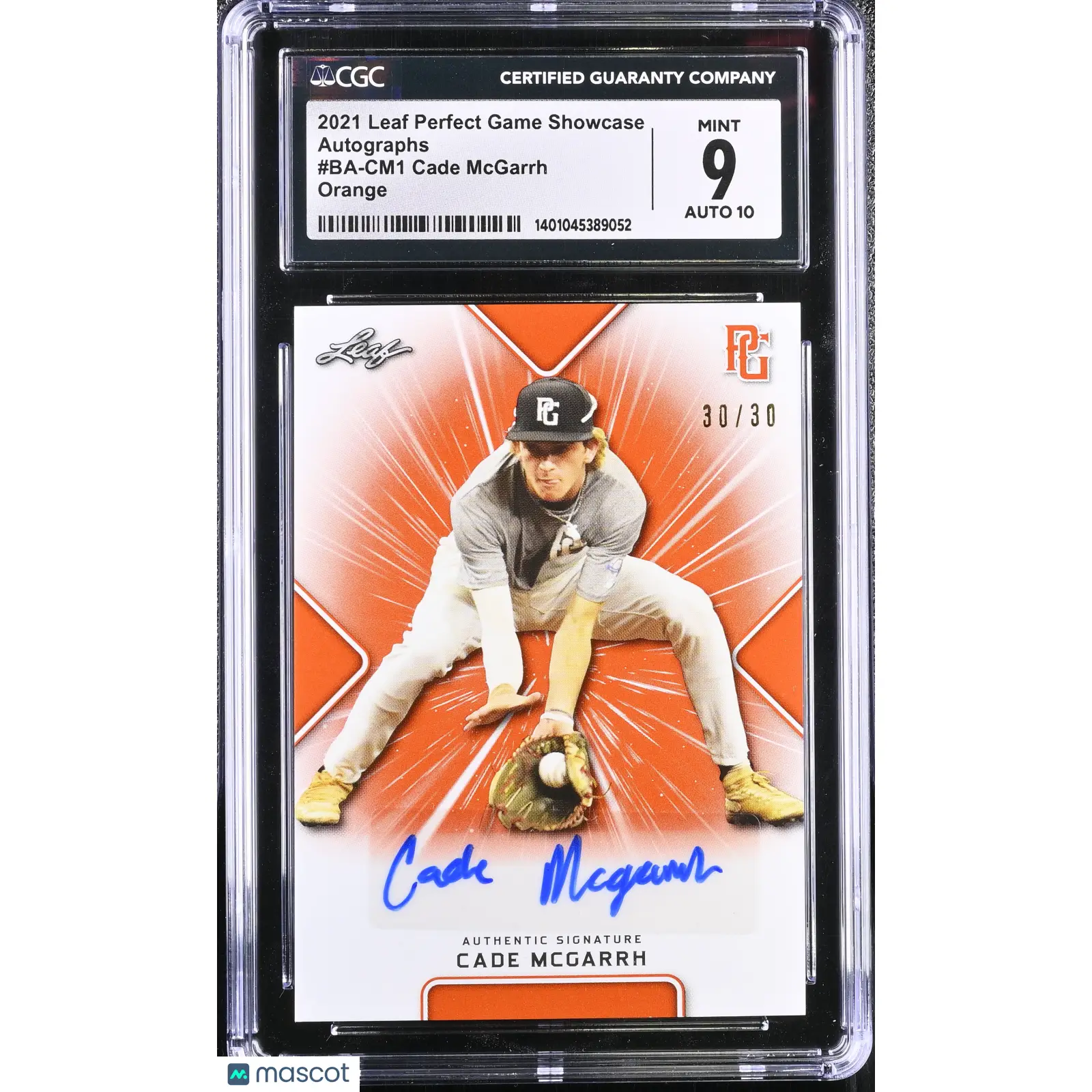 Cade McGarrh CGC 2021 Perfect Game Showcase #BA CM1 Orange 30/30 Baseball 9