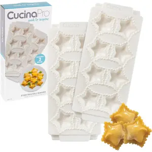 CucinaPro Star Ravioli Molds (2 Pack) - Mini 2" Stars - Homemade Filled Pasta Maker - 2 pc Tray & Press makes 8 Shaped Raviolis at a Time