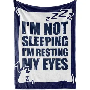 Funny Gifts for Men, Dad, Grandpa, Uncle, I'm Not Sleeping I'm Resting My Eyes, Funny Blanket Throws Gift for Birthday, Christmas, 50"x 65", Printed on One Side with a Plain White Back, Halloween Thanksgiving Christmas Gift