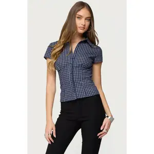 Edikted Women's Oriya Gingham Tailored Button Up Shirt