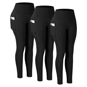 Women's 3 Piece High Waisted Yoga Pants Tight Fitting Quick Dry Compression Leggings High Stretch Running Workout Leggings for Gym Training