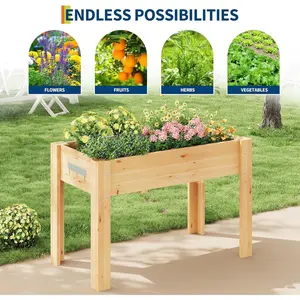 Sturdy Elevated Wooden Raised Garden Bed Large 47x30x22 Inch Planter Box Stand Flowers, Herbs  with Legs and Hooks – Large Planter Box Stand for Outdoor Vegetables, Flowers, Herbs – Durable, Easy Assembly – Ideal for Patio, Backyard, Deck