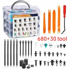 725pcs Universal Car Retainer Clips Kit with 45 Tools for Bumpers Fenders & Door Panels Durable Plastic Clips for Most Cars Easy Installation & Removal, auto accessories interior, car visor paper clip