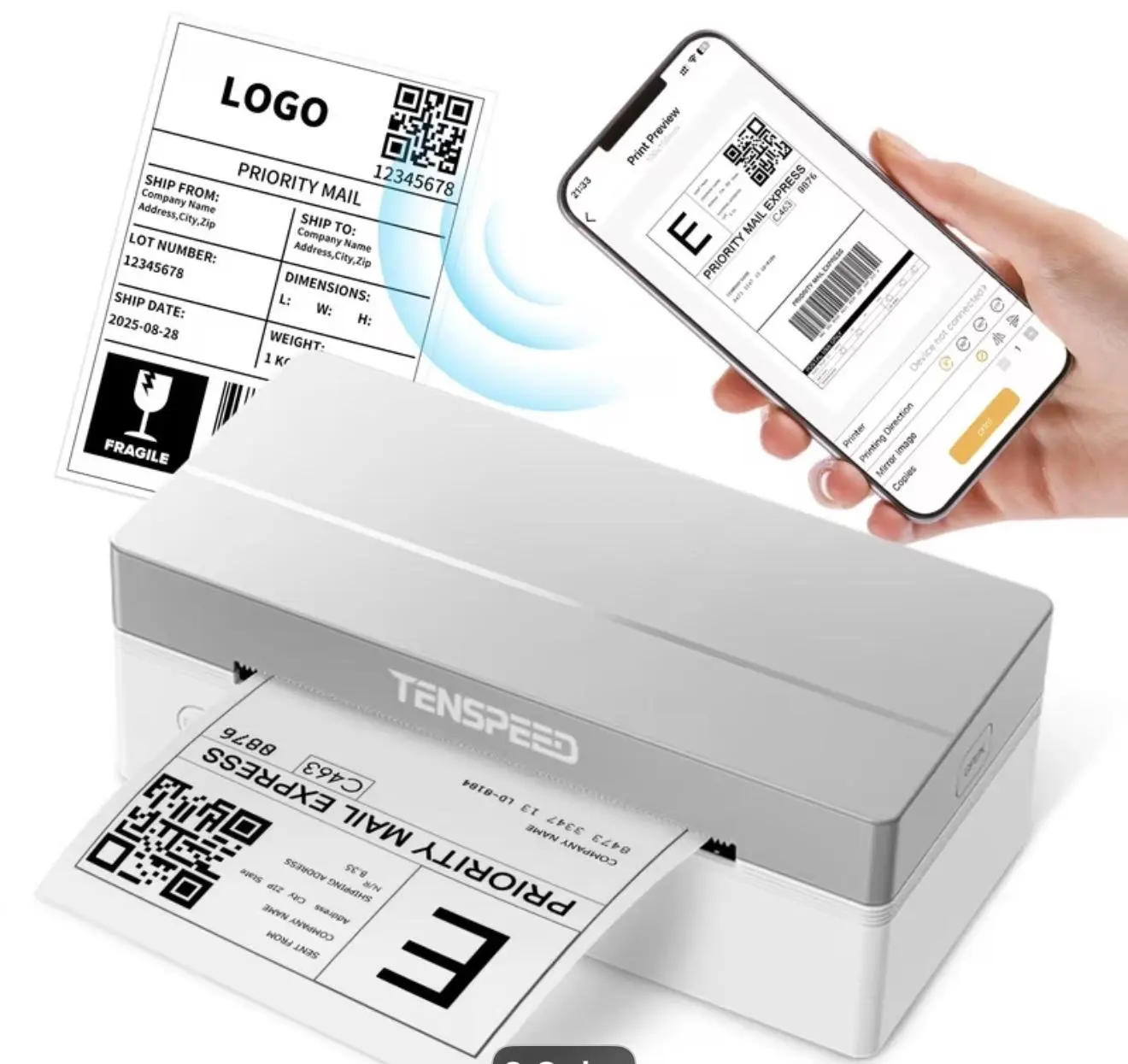 TENSPEED Thermal Label Printer – Wireless 4x6 Shipping Label Printer