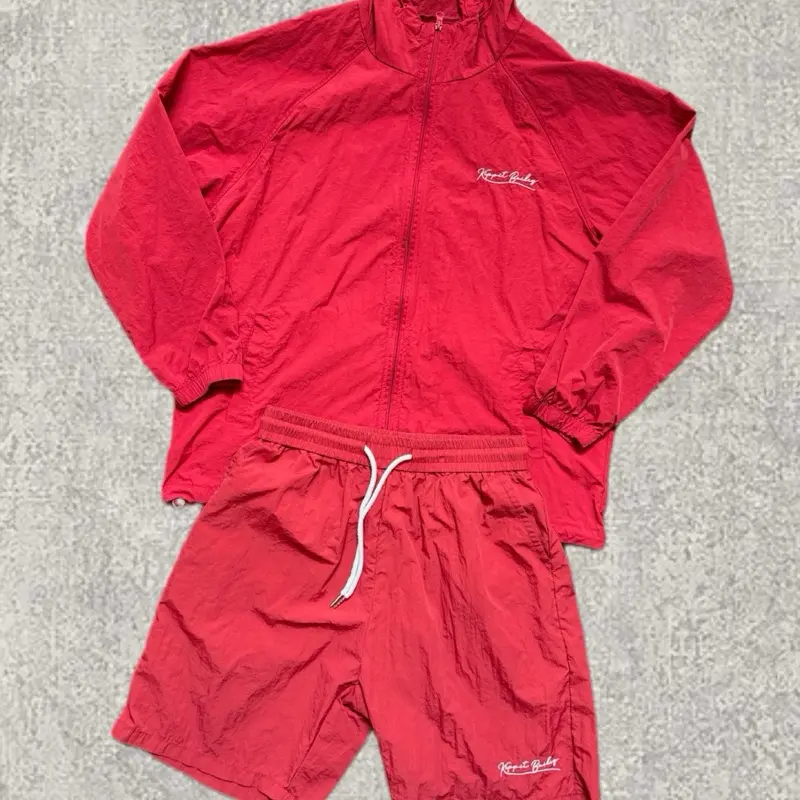 Fashion Outdoor Light Weight Nylon Sportswear Tracksuit Windbreaker Shorts Set