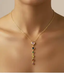 Zircon Heart-Shaped Long Necklace