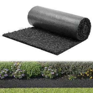 fathersdaygift VEVOR Rubber Mulch Mat Roll, 96x 24 in Recycled Rubber Mulch Mat, 0.5 Thick Cuttable, Reduced Weed Growth, Natural-Looking Weed Barrier Mat, Permanent Walkway Pathway for Landscaping