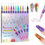 12-Color Cosmetic Acrylic Nail Art Markers Set - 0.5mm Fine Tip, Quick Dry, Waterproof, 1 Coat = Bold Opaque Color, Nail Care Supplies, Easy Detail Control, Floral Designs, Fun for Birthdays & Parties, Beginners,familyfun