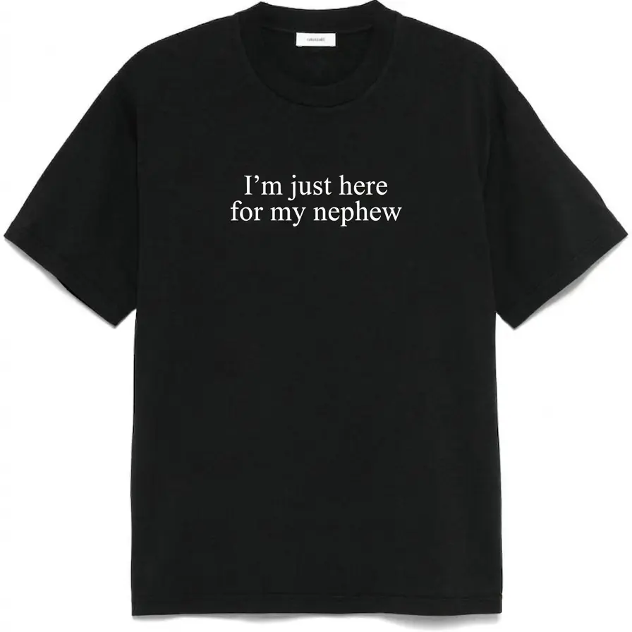 Men's Short-Sleeve Round Neck T-Shirt - "I'm Just Here For My Nephew" Menswear Top, Cute Future Aunt Graphic Tee, Funny Titi Clothing for Everyday Casual Wear graphic tee