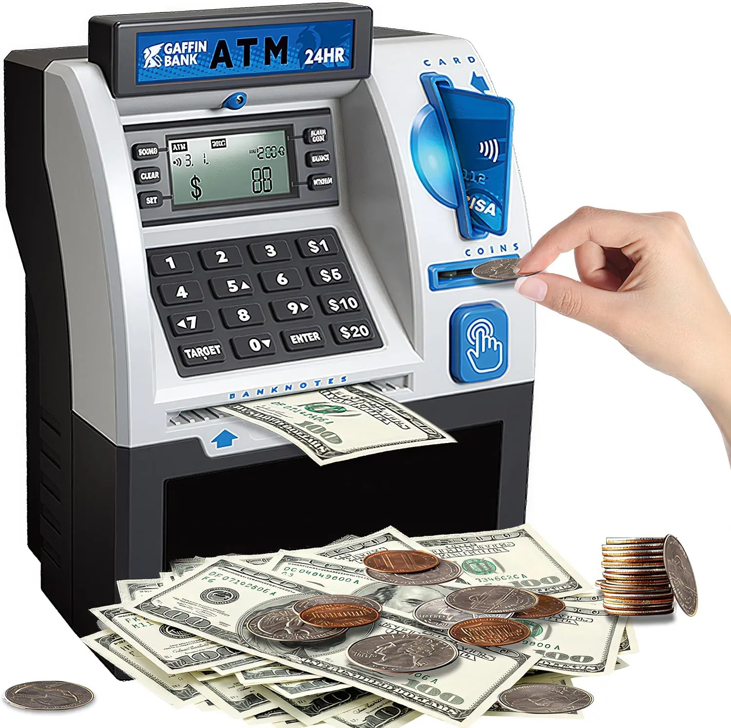Talgic Kids Secure ATM Piggy Bank Toy with Code Lock, Realistic Keypad, Coin-Bill Saving Function – Ideal for Birthdays, Holidays (Home Decor & Supplies)