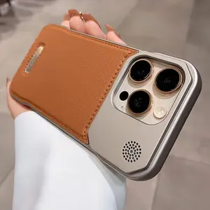 PU Leather Half-Frame Magnetic Phone Case for iPhone 16 Series, Durable Protective Cover, Stylish Design, Easy Access Buttons, Accessories