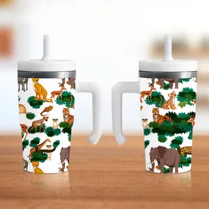 Safari Spill-Proof 20oz Tumbler with Animal Design Double-Walled Stainless Steel Construction & Kid-Friendly Silicone Straw