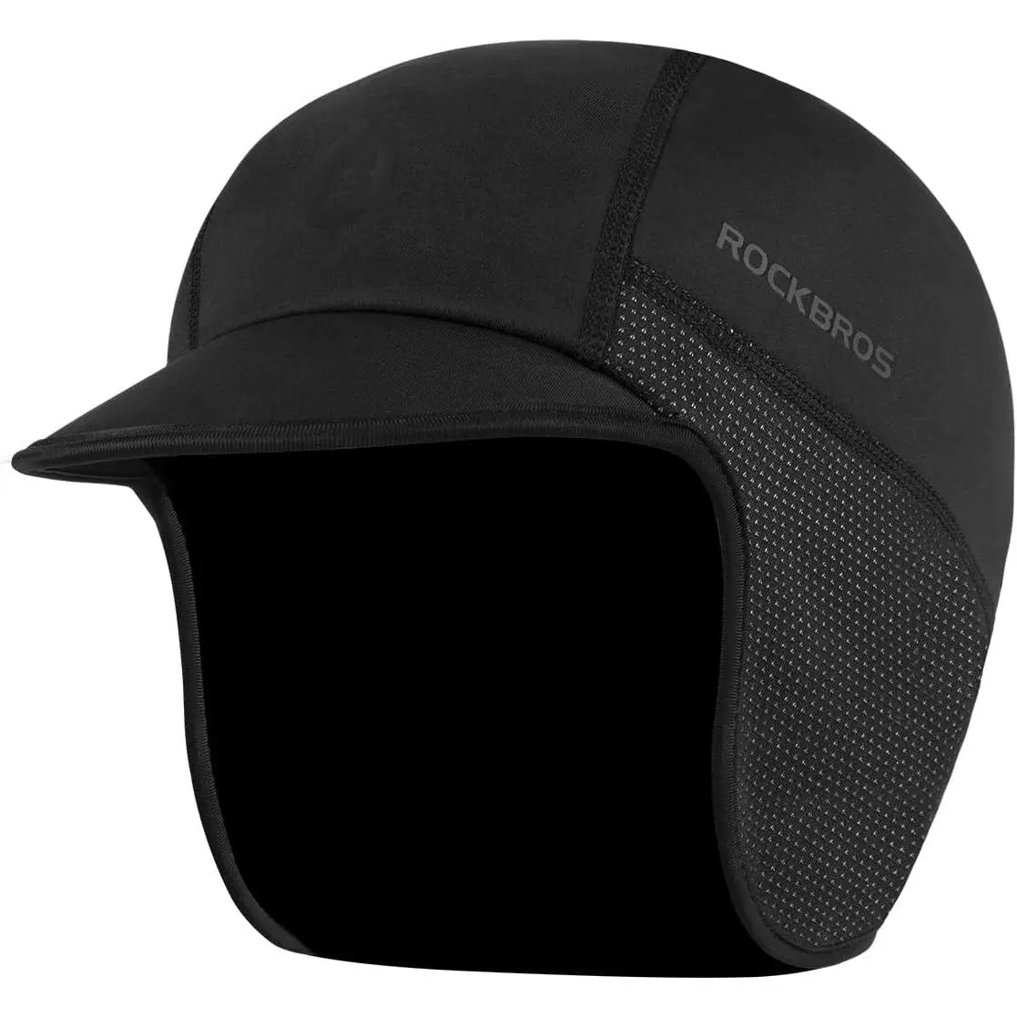 Winter Cycling Caps for Men Women Windproof Cycling Hat with Sun Visor Under Helmet Liner Black