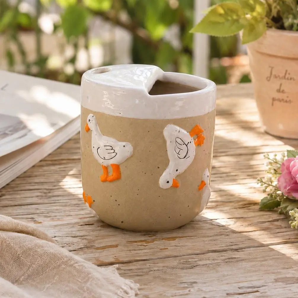 Handmade Ceramic Coffee Mug Cute Fun 10 oz Tea Cup Microwavable Dishwasher Safe Unique Gift for Coffee Lovers Perfect for Hot and Cold Drinks Travel Mug Duck Design