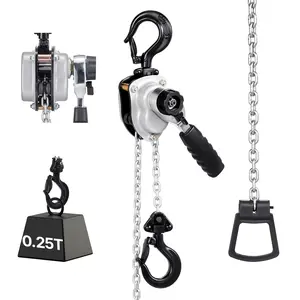 【fathersdaygift】VEVOR Manual Lever Chain Hoist, 1/4T 550LBS Capacity Heavy Duty Come Along, 5FT Lift G80 Alloy Steel Chain With Dual Pawl Mechanical Brake,360°Rotating Hooks, for Warehouse Construction Garage