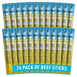Lorissa's Kitchen Premium Grass-Fed Beef Jerky Snack Sticks 24-Pack Original Smoked Flavor 8g Protein Certified Allergen-Free Gluten-Free Non-GMO Keto Paleo