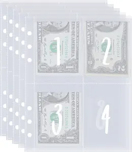 100 Envelopes Money Saving Challenge A5 Binder Inserts for A5 6-Ring Savings Binder Replacement, Clear Sleeves for Cash, 25 Sheets