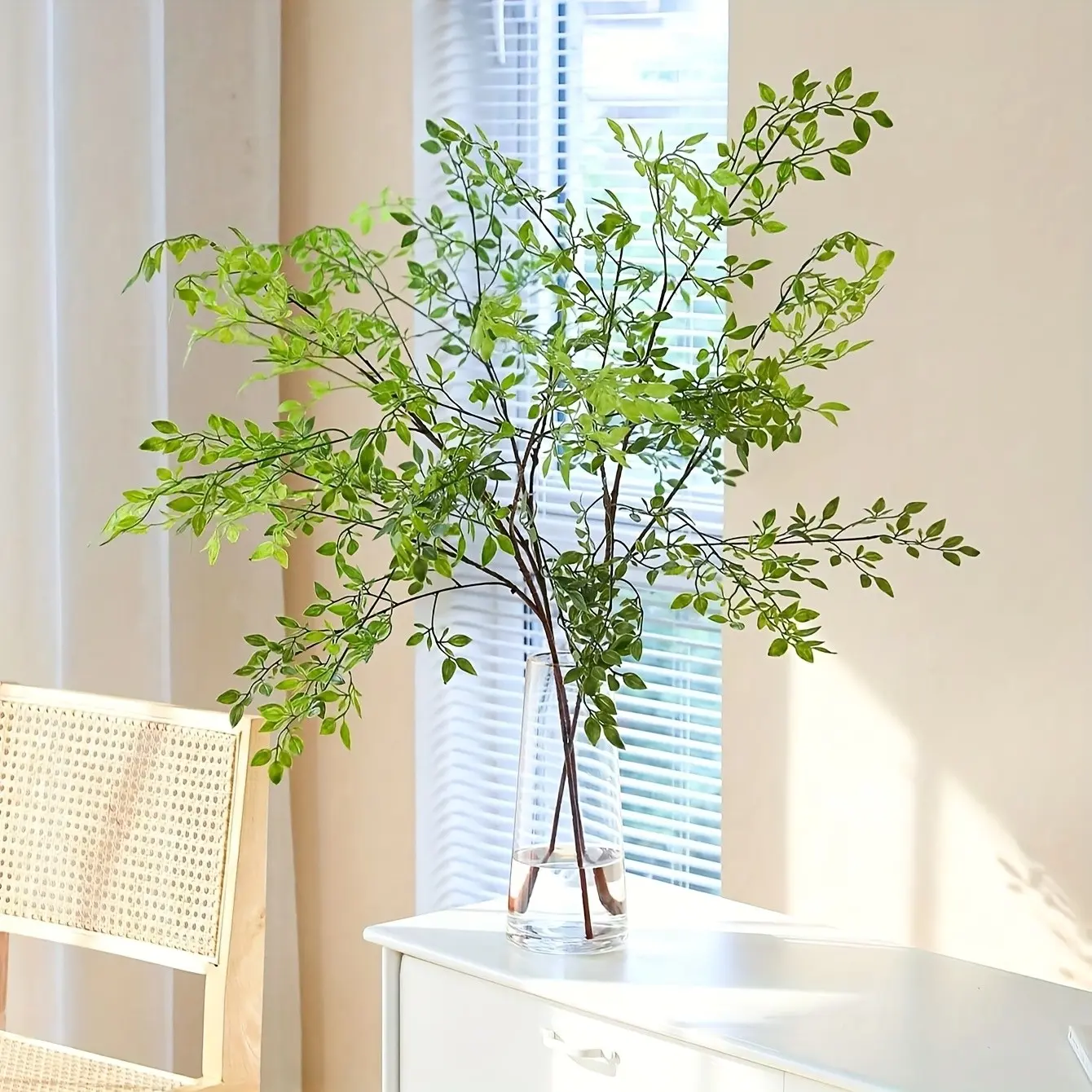 2pcs Modern Simplicity Bamboo Leaf Decor, Artificial Plant Decor, Fake Plant Decoration, Non-Fading Plastic Plant Simulation Leaves, Spring Plants for Home Indoor Outdoor Decoration
