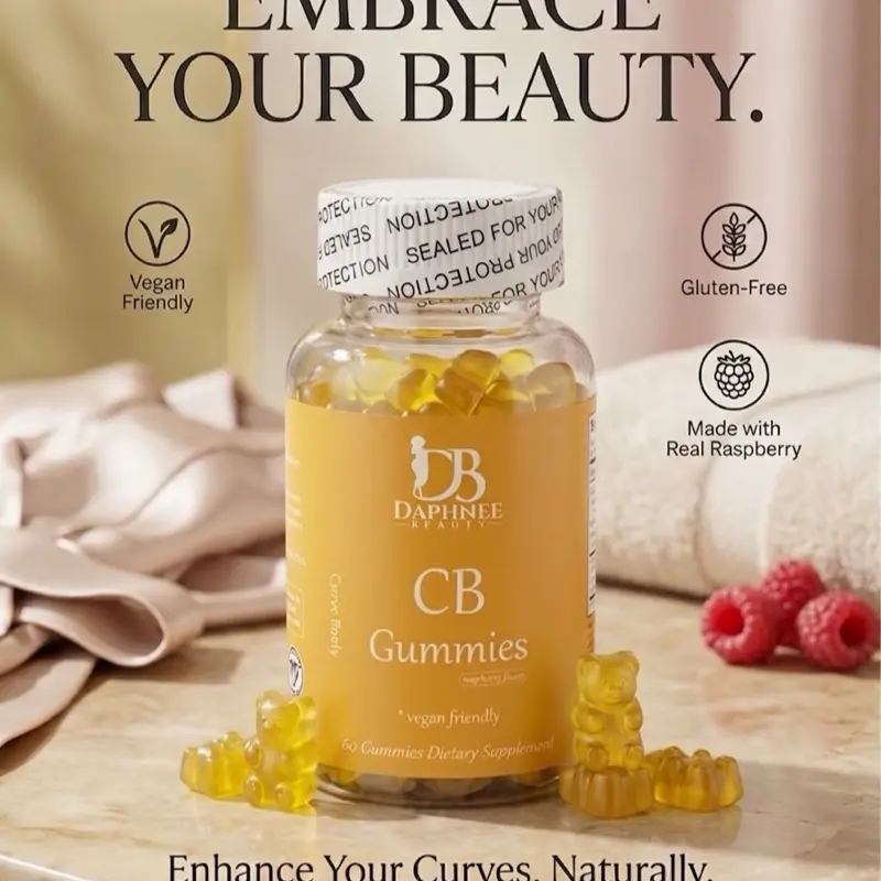 Daphnee Beauty CB Gummies - Vegan Friendly, Gluten-Free, Made with Real Raspberry, Raspberry Gummies Wellness Vitamins