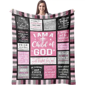 Christian Gifts for Women Men Inspirational Religious Blanket 60"x50" I Am a Child of God Design Catholic Spiritual Gift Baptism & Confirmation Present for Girls Boys Bible Verse Christian Blankets