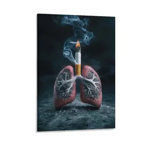 Smoking Harms The Lungs Warning Poster, Health Awareness Art, Bold Message for Bedroom Or Office, Educational Wall Décor, Anti-Smoking Campaign Print. Canvas Poster Bedroom Decor Sports Landscape Office Room Decor Gift Frames Ornaments Artistic Decoration