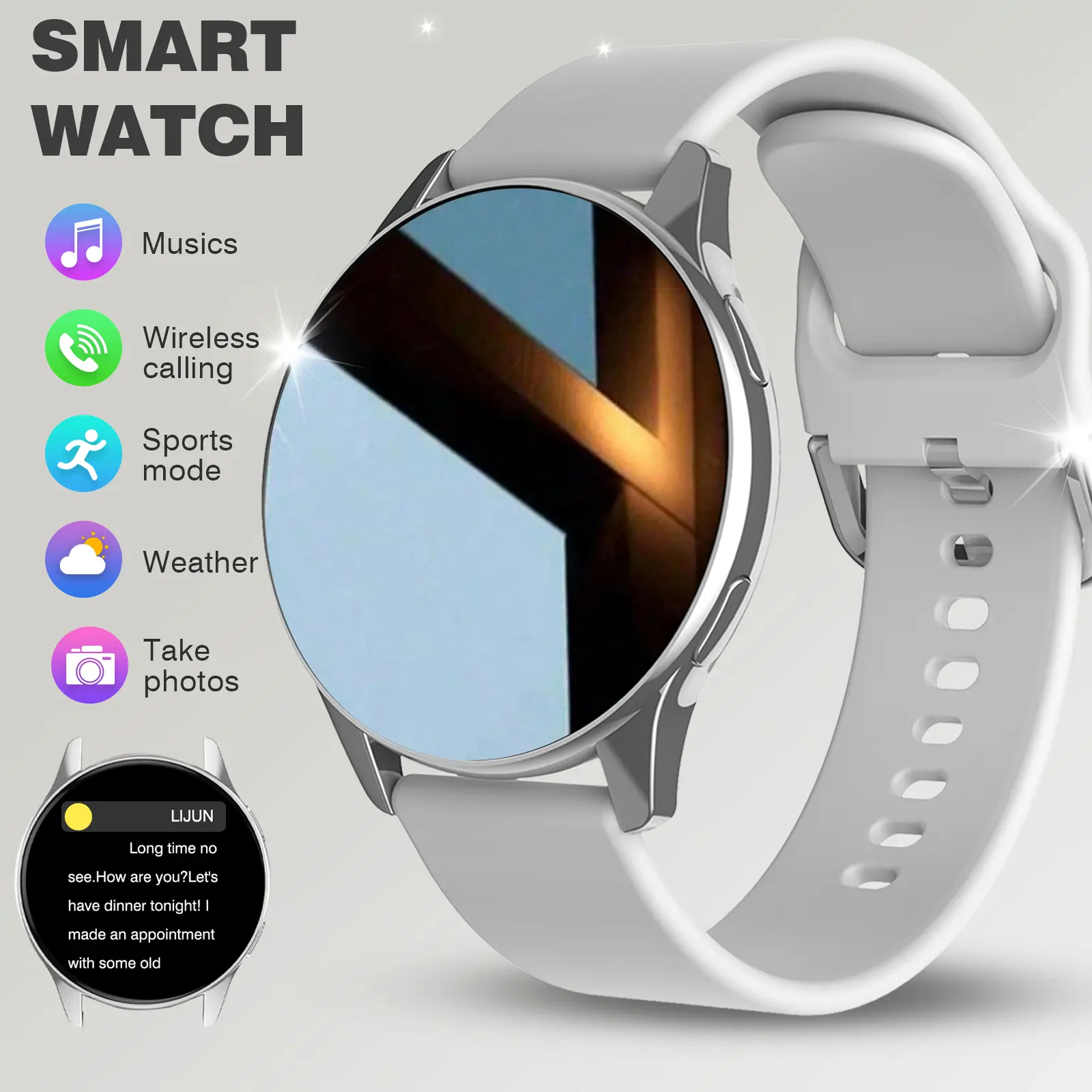 Smart Watch with Wireless Calling, Multi-Sport Modes, Call & Message Alerts, Custom Wallpaper, Fitness Tracking, Compatible iOS/android, Multifunctional Smart Watch
