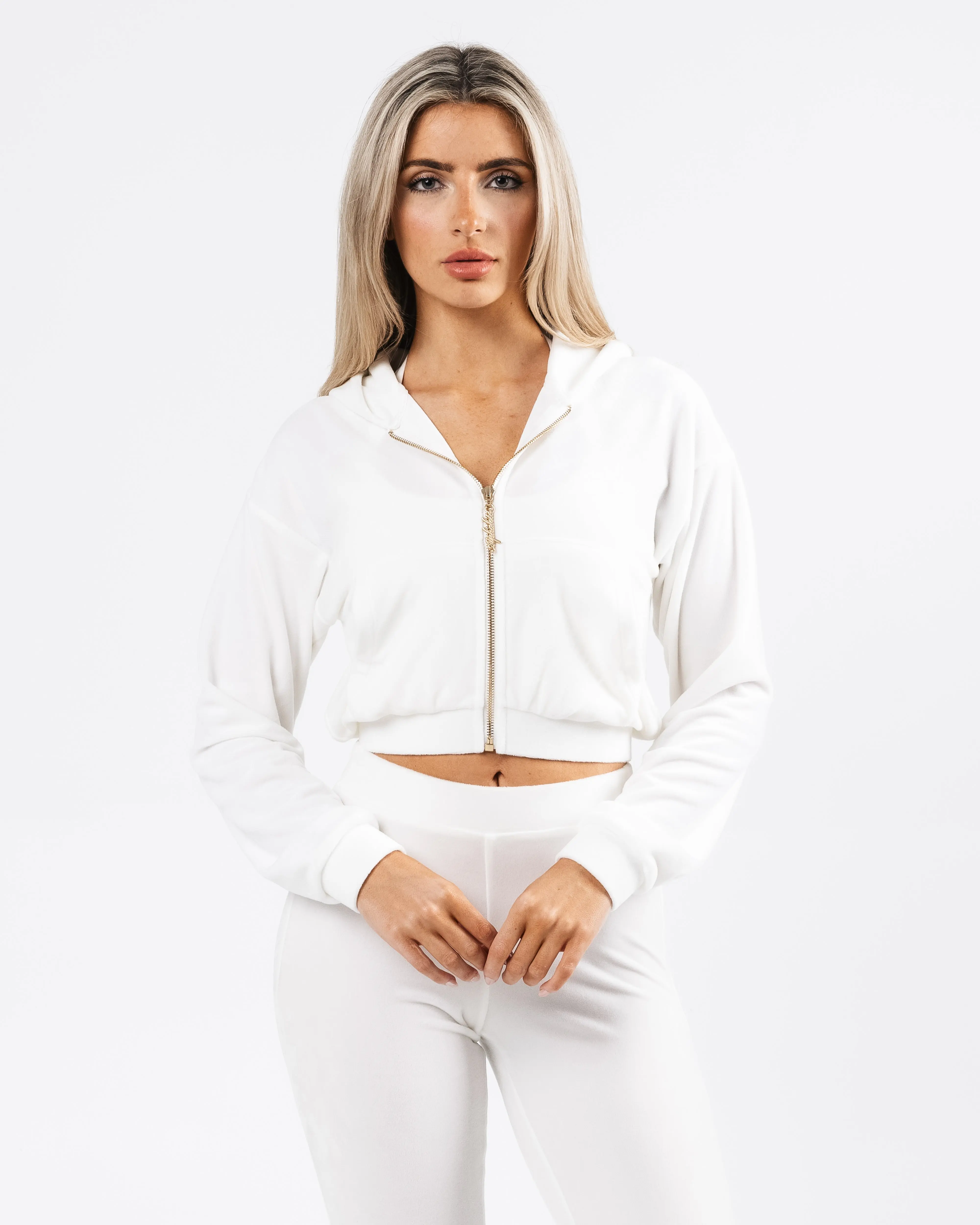 Velour Zip Hoodie - Lace