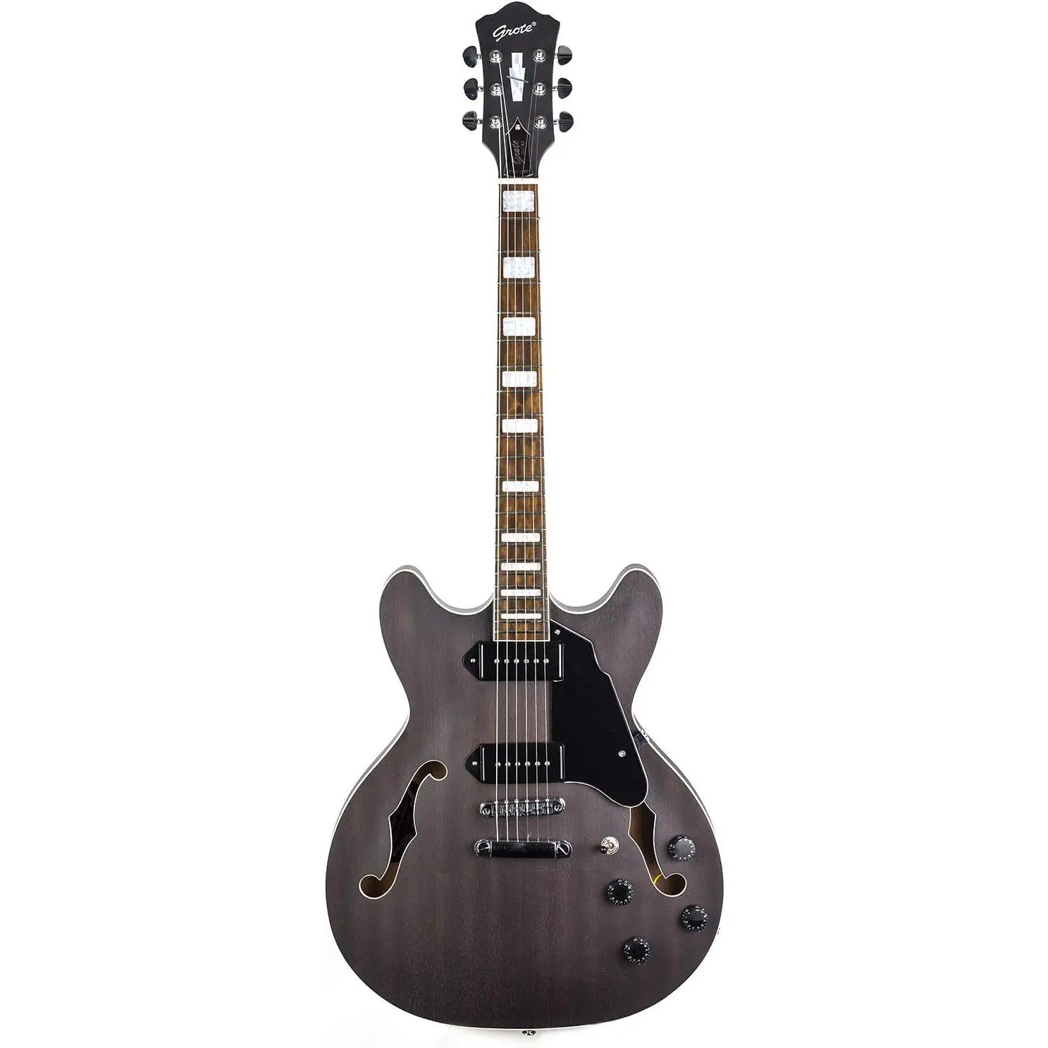 Electric Guitar Semi-Hollow Body Guitar matte finished P90 (Grey)