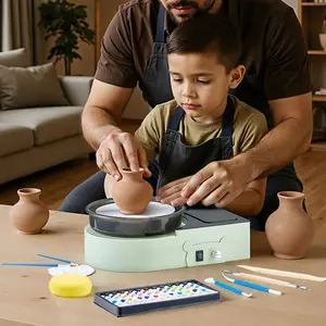VEVOR Mini Pottery Wheel, 6 inch Turntable, Forward and Reverse Rotation, Adjustable Speed, Electric Clay Wheel for Kids and Adults, with Clay Shaping Tools, for Home DIY, Pottery Classes, Green