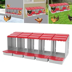 CNCEST 5-Compartment Chicken Nesting Box with Egg Collection Area, PP Hen House Rollaway Nesting Box for Backyard, Farm & Coop, Wall Mount or Freestanding
