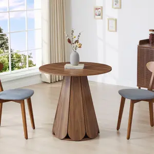 Giratree 31.5 inch Small Round Dining Table, Modern Kitchen Table for 2 to 4 Person, Farmhouse Wood Circle Dining Room Table with Pedestal Base, Space Saving Dinner Table for Apartment, Small Space
