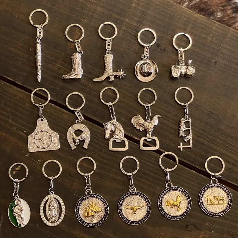 Western Compact Practical Stylish Keychain, Unisex Fashion Accessory with Split Ring