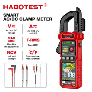HABOTEST HT205A/D Clamp Meter Multimeter 6000 Count Auto Voltmeter, True-RMS(TRMS) Auto-Ranging Voltage Tester, AC/DC Voltage & AC Current,  Voltage Testing, Temperature Continuity Resistance Diode Measurement Meter