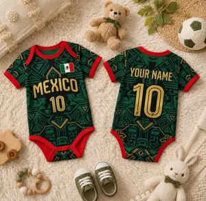 Custom Mexico Baby Bodysuit – Personalized Name Number Football Onesie