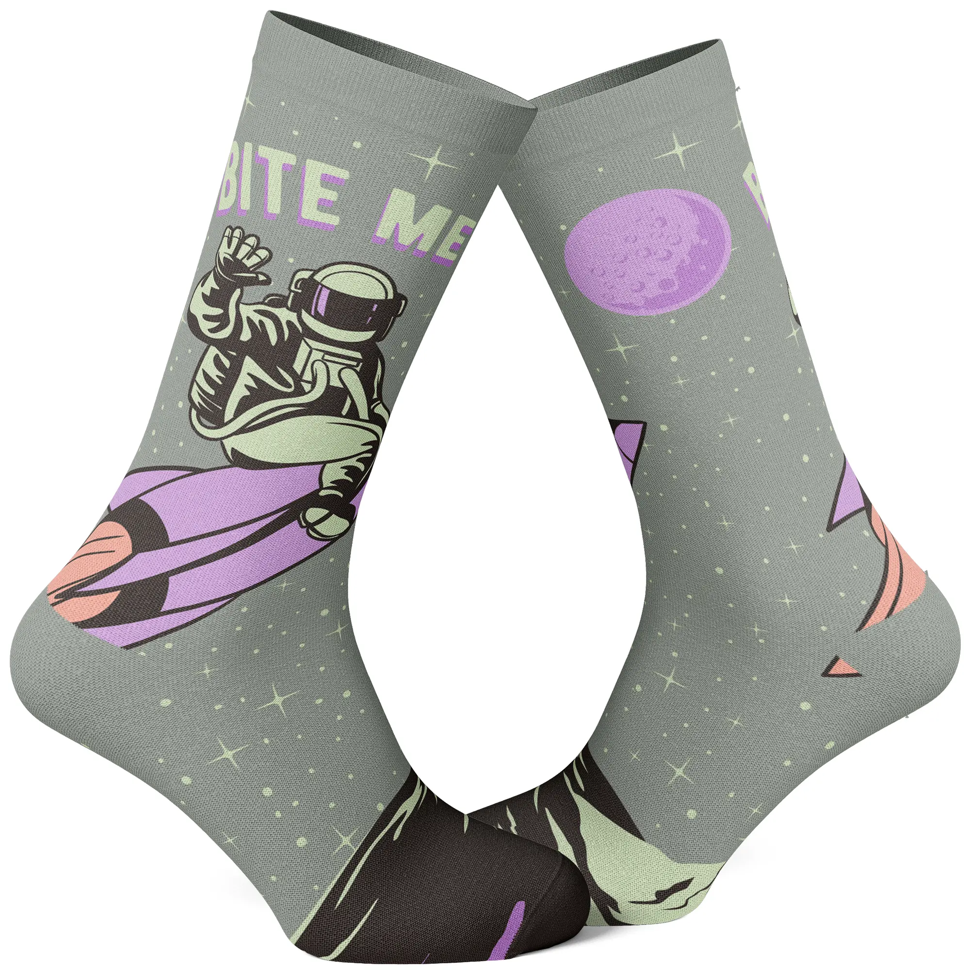Men's Bite Me Socks Funny Astronaut Rocket Graphic Novelty Footwear Funny Graphic Socks Comfortable Fitted Spandex Cotton Men's Bite Me Socks Funny Astronaut Rocket Graphic Novelty Footwear Funny Graphic Socks Comfortable Fitted Spandex Cotton