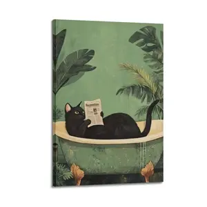 Cat & Bathroom Trendy wall decor, Cute And Vibrant Artistic Decoration for Bedroom, Dorm, Gaming Setup, VSCO And Aesthetic Room Makeover