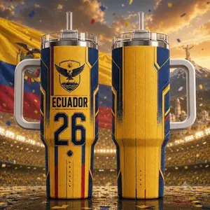 Ecuador Tumbler 20oz 40oz - Ecuador Tumbler with Handle & Straw, Patriotic Mexican Tumbler, Soccer Lovers Tumbler, Gift For Dad, Fathers Day