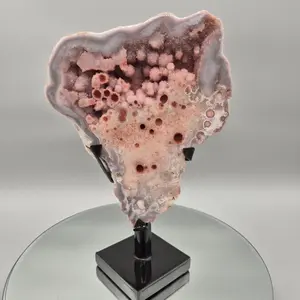 AAA+ Pink Druzy Amethyst with Deep Red Orbital & Bubble Formations | Rare Blue Agate Inclusion | Brazilian Statement Crystal